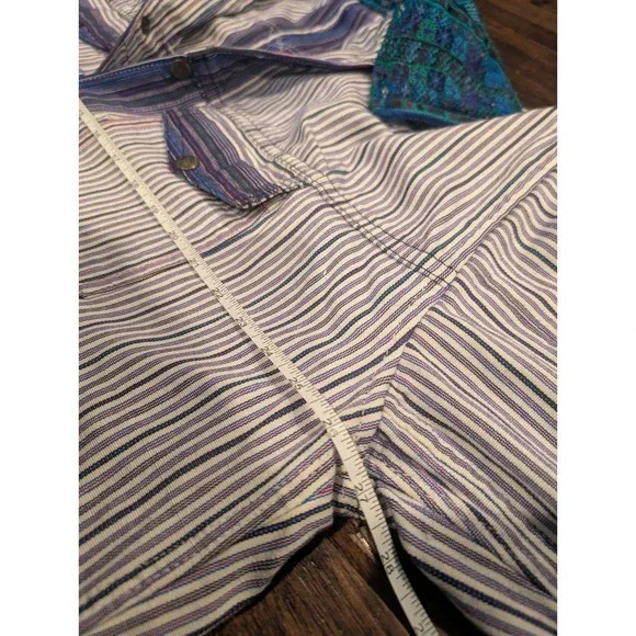 Vintage‎ Handmade Guatemalan Striped Shirt Jacket Mens 2XL Aztec Cowboy Western - Picture 6 of 9